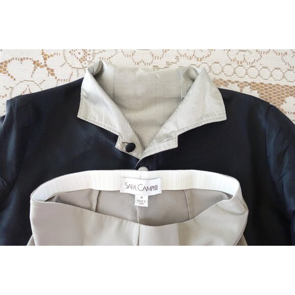 Sara Campbell Black Light Taupe Reversible Blazer Jacket Pantsuit size Medium - Picture 7 of 7